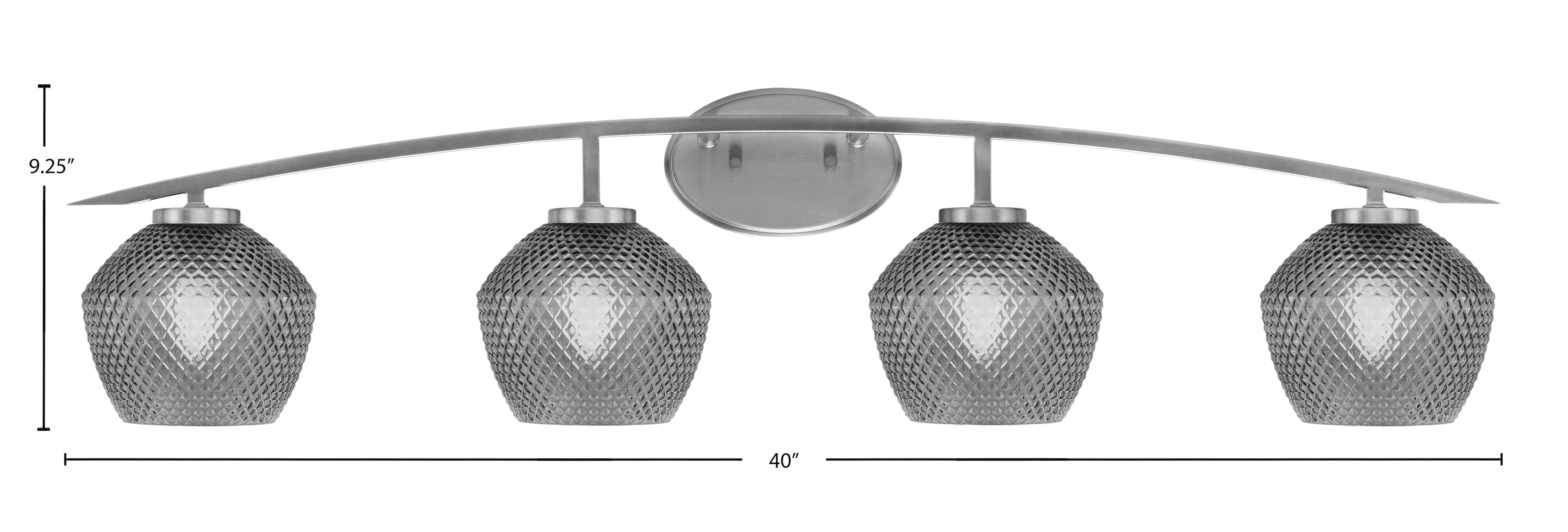 Kurve Four Light Bath Bar in Graphite with Smoke Textured Shade