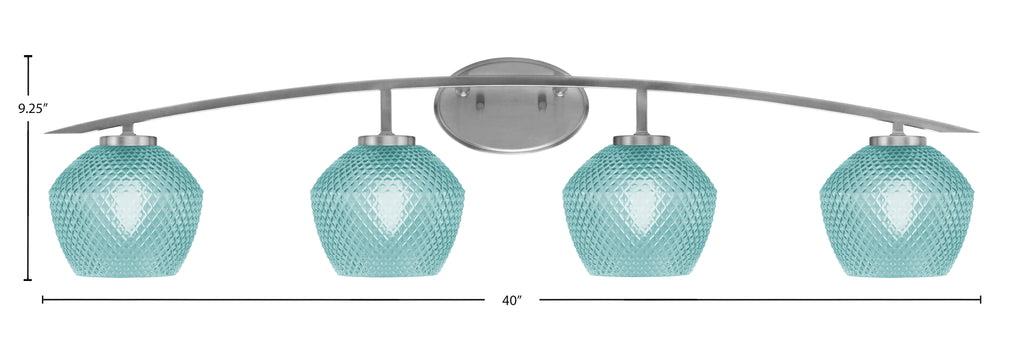 Kurve Four Light Bath Bar in Graphite with Turquoise Textured Shade