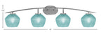 Kurve Four Light Bath Bar in Graphite with Turquoise Textured Shade