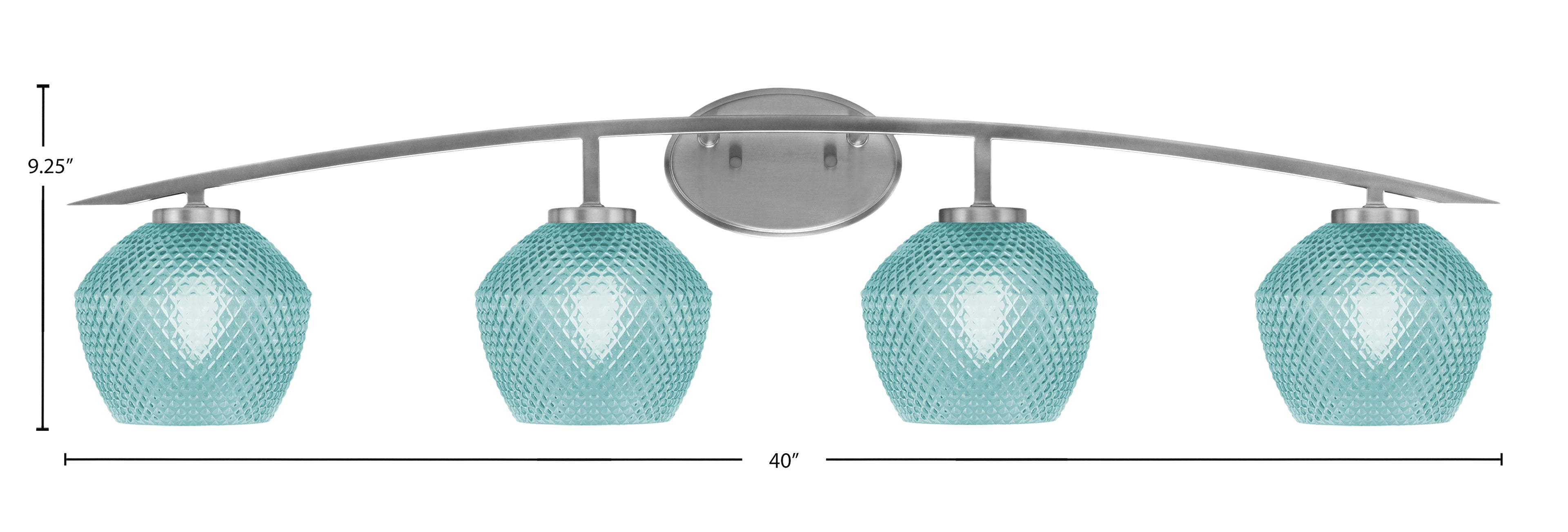 Kurve Four Light Bath Bar in Graphite with Turquoise Textured Shade