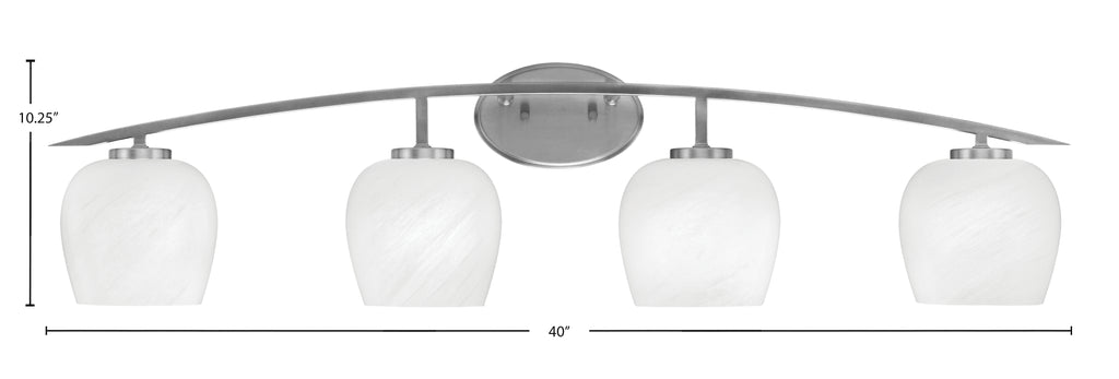 Kurve Four Light Bath Bar in Graphite with White Marble Shade