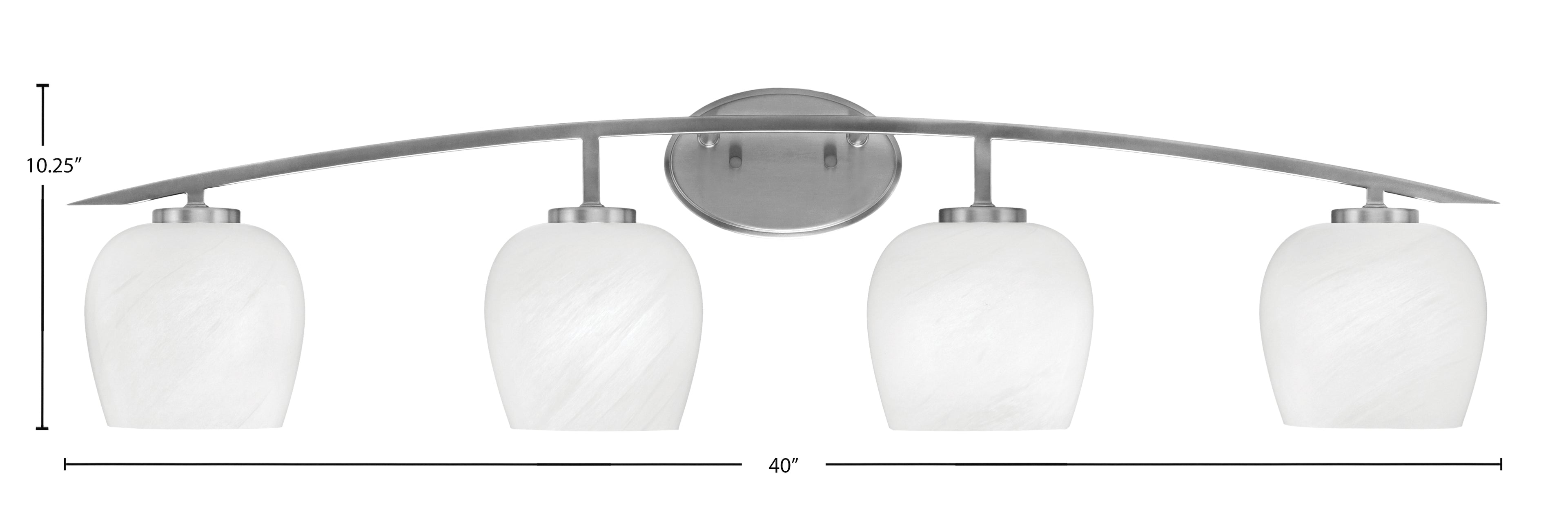 Kurve Four Light Bath Bar in Graphite with White Marble Shade