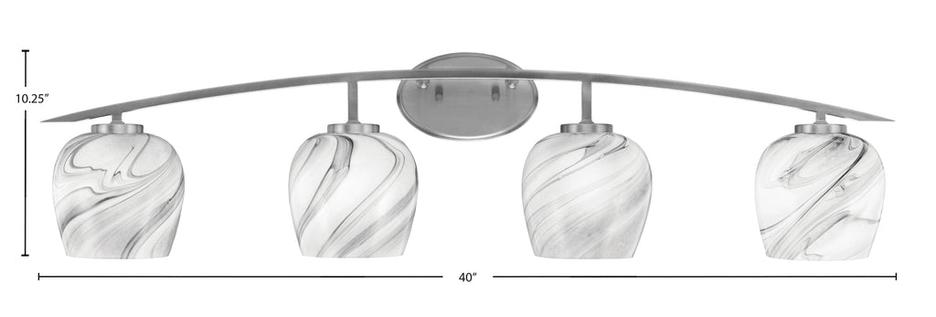 Kurve Four Light Bath Bar in Graphite with Onyx Swirl Shade