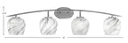 Kurve Four Light Bath Bar in Graphite with Onyx Swirl Shade