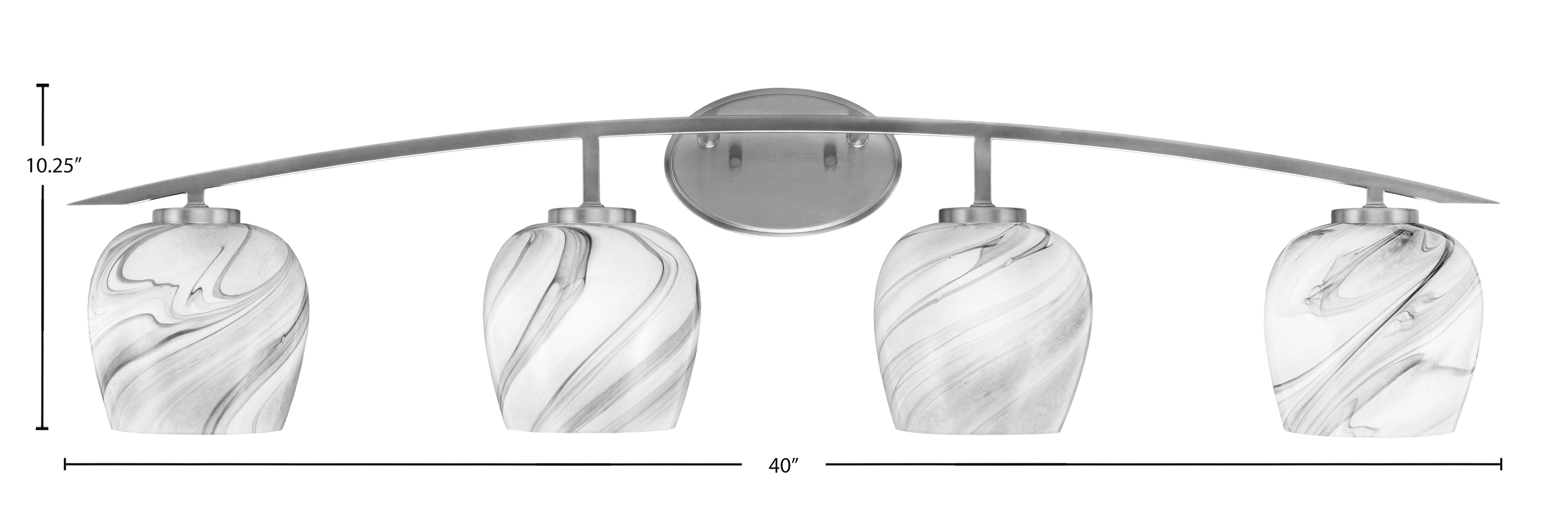 Kurve Four Light Bath Bar in Graphite with Onyx Swirl Shade