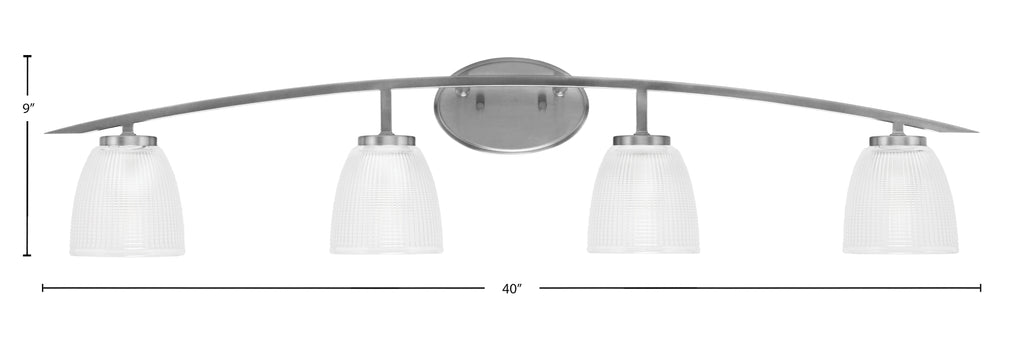 Kurve Four Light Bath Bar in Graphite with Clear Ribbed Shade