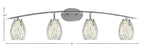 Kurve Four Light Bath Bar in Graphite with Natural Fusion Shade