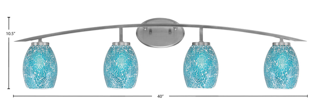 Kurve Four Light Bath Bar in Graphite with Turquoise Fusion Shade