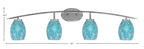 Kurve Four Light Bath Bar in Graphite with Turquoise Fusion Shade