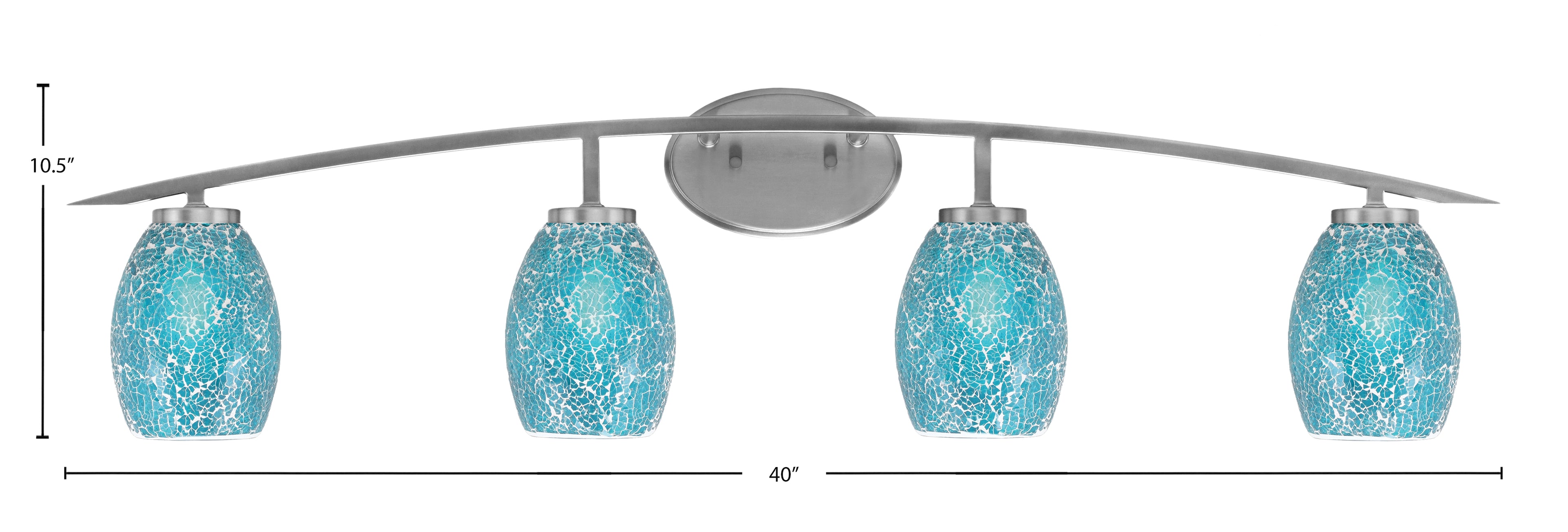 Kurve Four Light Bath Bar in Graphite with Turquoise Fusion Shade