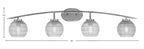 Kurve Four Light Bath Bar in Graphite with Clear Ribbed Shade