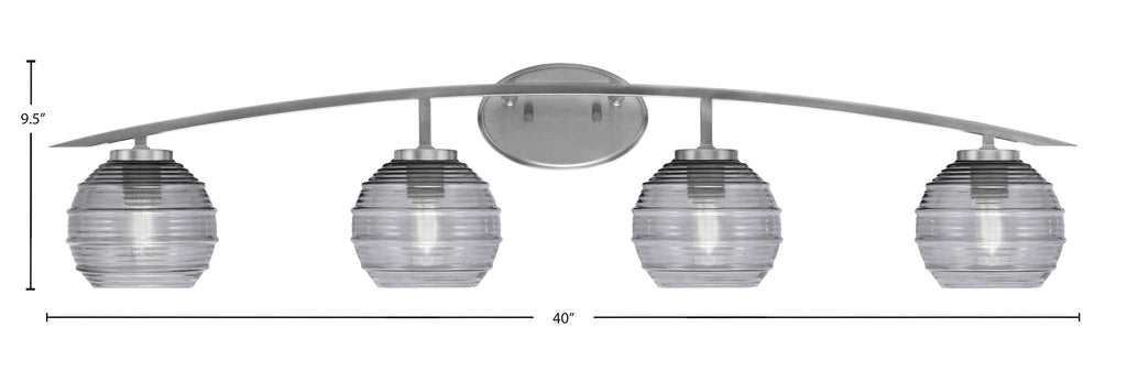 Kurve Four Light Bath Bar in Graphite with Smoke Ribbed Shade