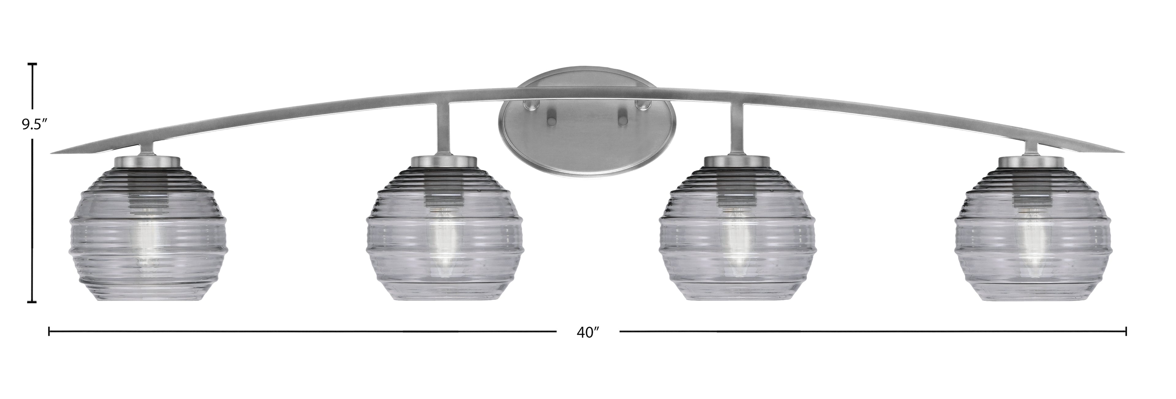 Kurve Four Light Bath Bar in Graphite with Smoke Ribbed Shade