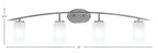 Kurve Four Light Bath Bar in Graphite with White Marble Shade