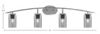 Kurve Four Light Bath Bar in Graphite with Smoke Bubble Shade