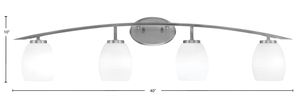 Kurve Four Light Bath Bar in Graphite with White Linen Shade