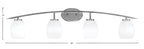 Kurve Four Light Bath Bar in Graphite with White Linen Shade