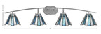 Kurve Four Light Bath Bar in Graphite with Sea Ice Art Glass Shade