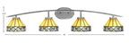 Kurve Four Light Bath Bar in Graphite with Diamond Peak Art Glass Shade