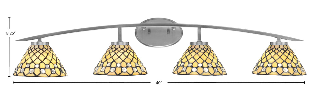 Kurve Four Light Bath Bar in Graphite with Starlight Art Glass Shade