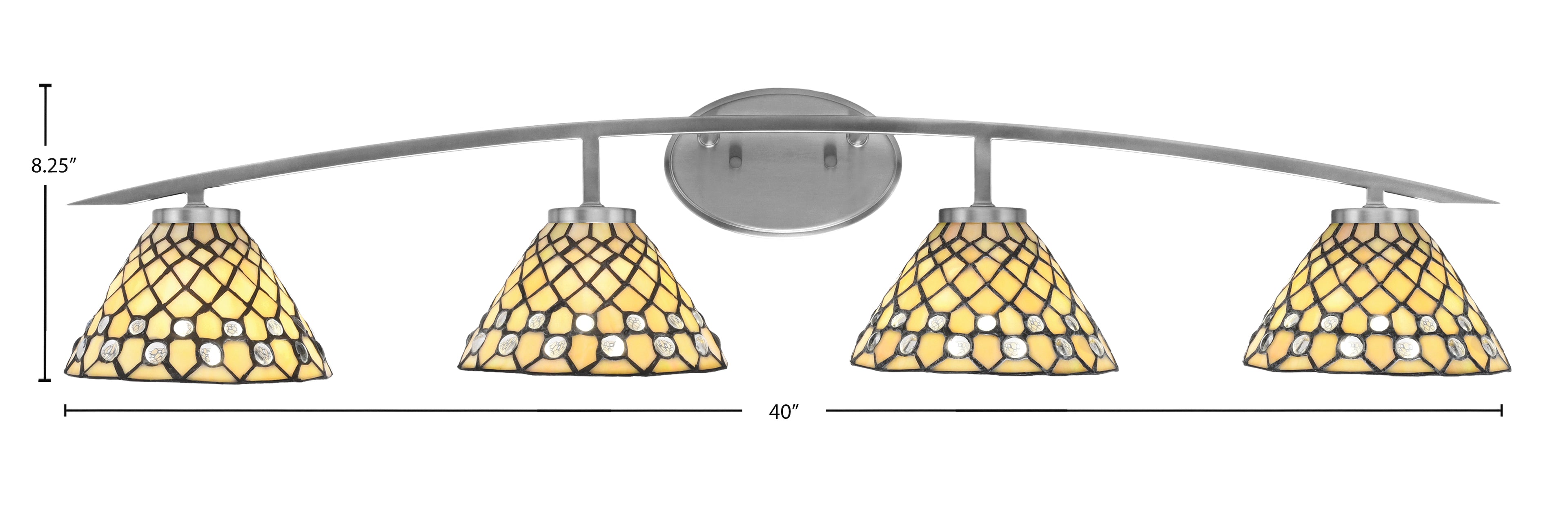 Kurve Four Light Bath Bar in Graphite with Starlight Art Glass Shade