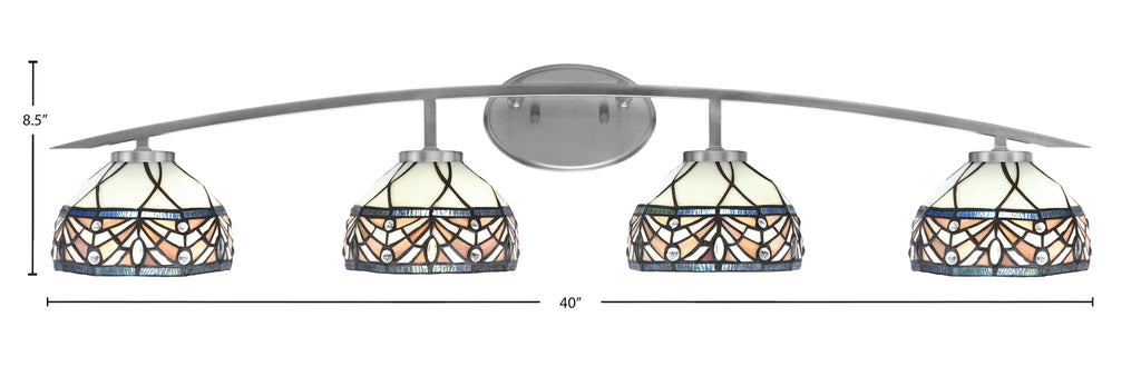 Kurve Four Light Bath Bar in Graphite with Royal Merlot Art Glass Shade