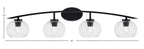 Kurve Four Light Bath Bar in Matte Black with Clear Bubble Shade