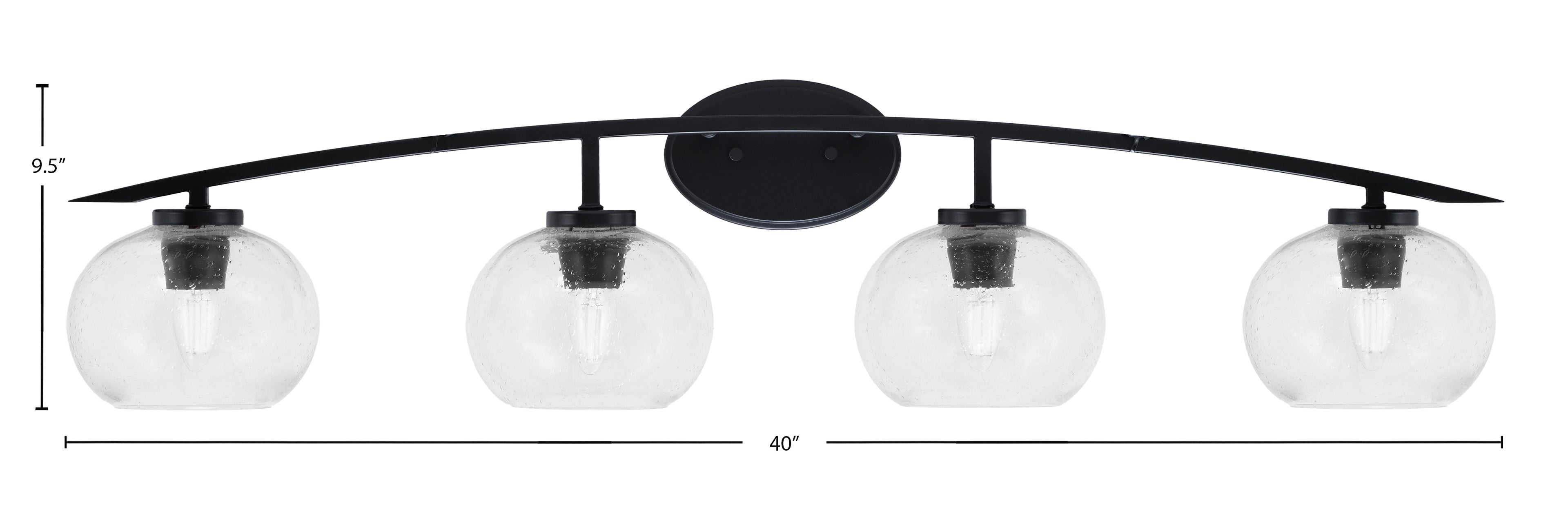 Kurve Four Light Bath Bar in Matte Black with Clear Bubble Shade