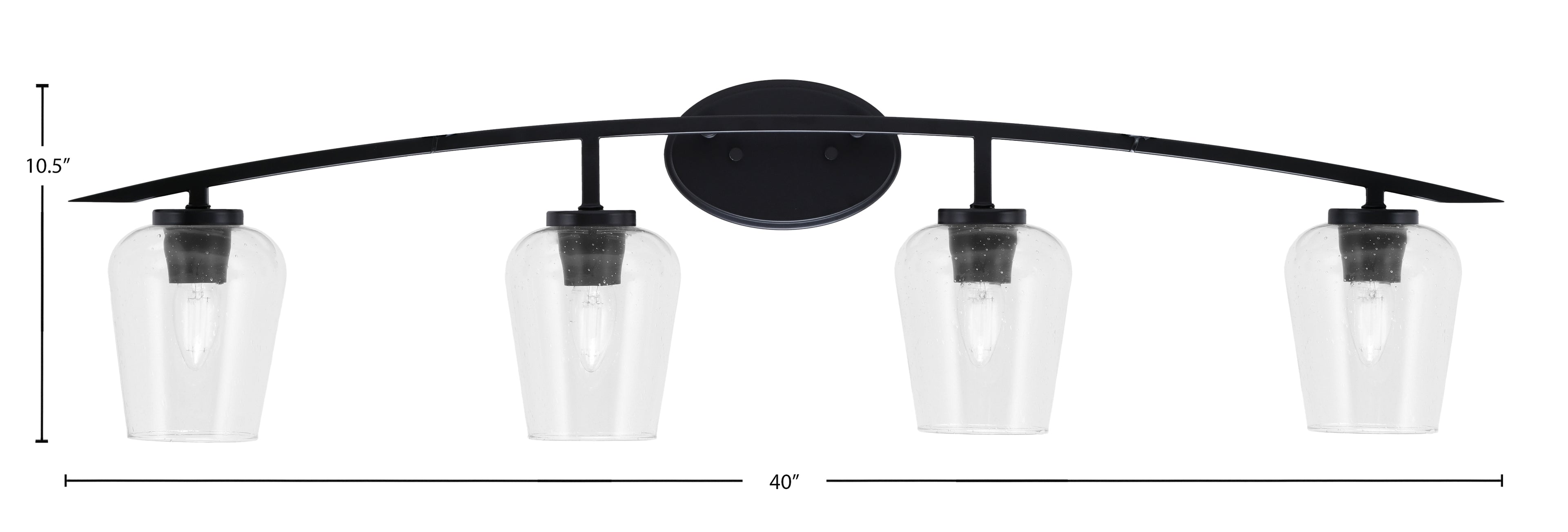 Kurve Four Light Bath Bar in Matte Black with Clear Bubble Shade