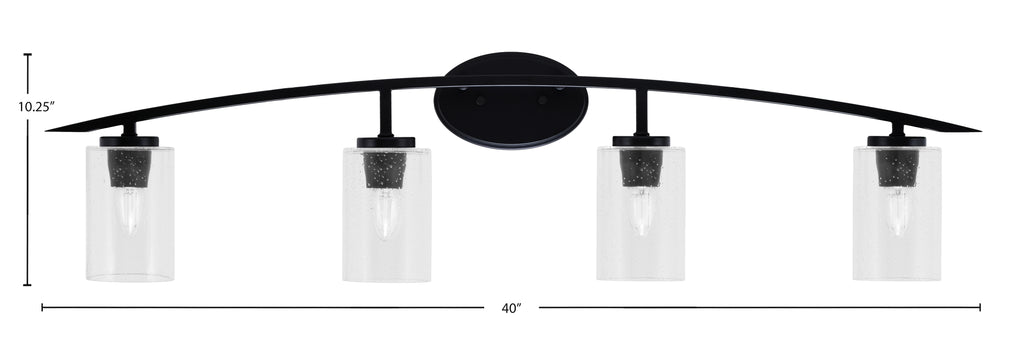 Kurve Four Light Bath Bar in Matte Black with Clear Bubble Shade