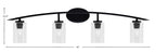Kurve Four Light Bath Bar in Matte Black with Clear Bubble Shade