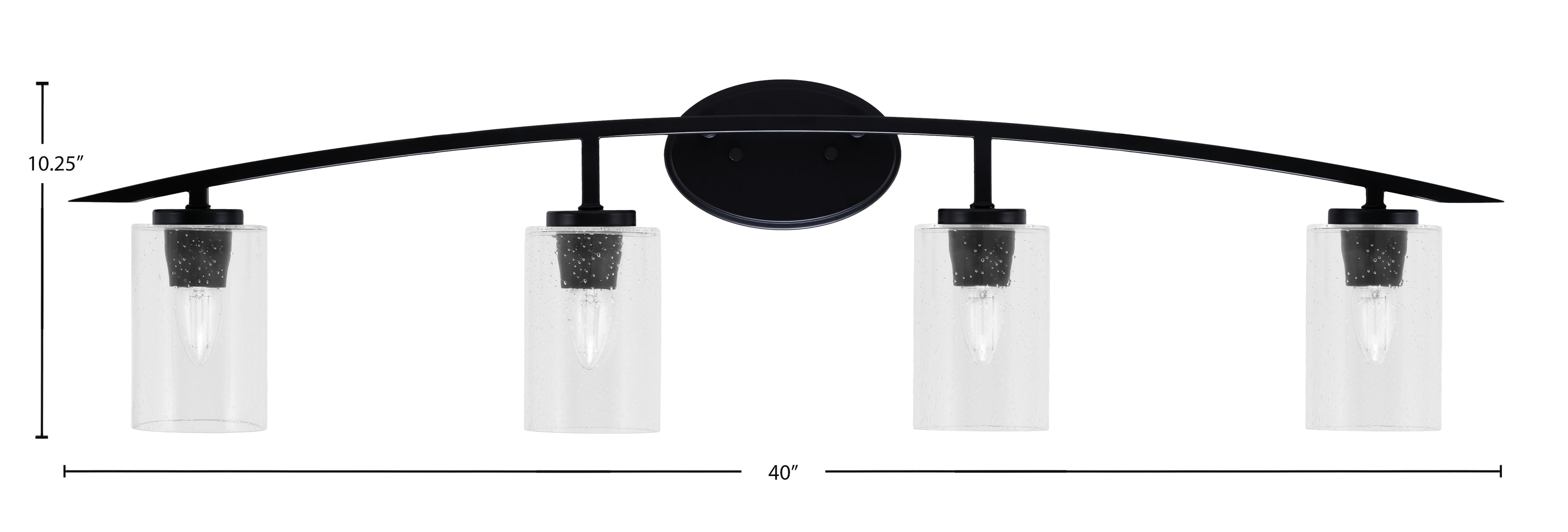 Kurve Four Light Bath Bar in Matte Black with Clear Bubble Shade