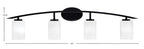 Kurve Four Light Bath Bar in Matte Black with White Marble Shade