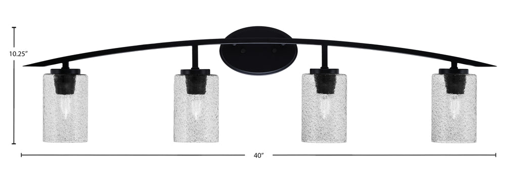 Kurve Four Light Bath Bar in Matte Black with Smoke Bubble Shade