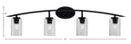Kurve Four Light Bath Bar in Matte Black with Smoke Bubble Shade