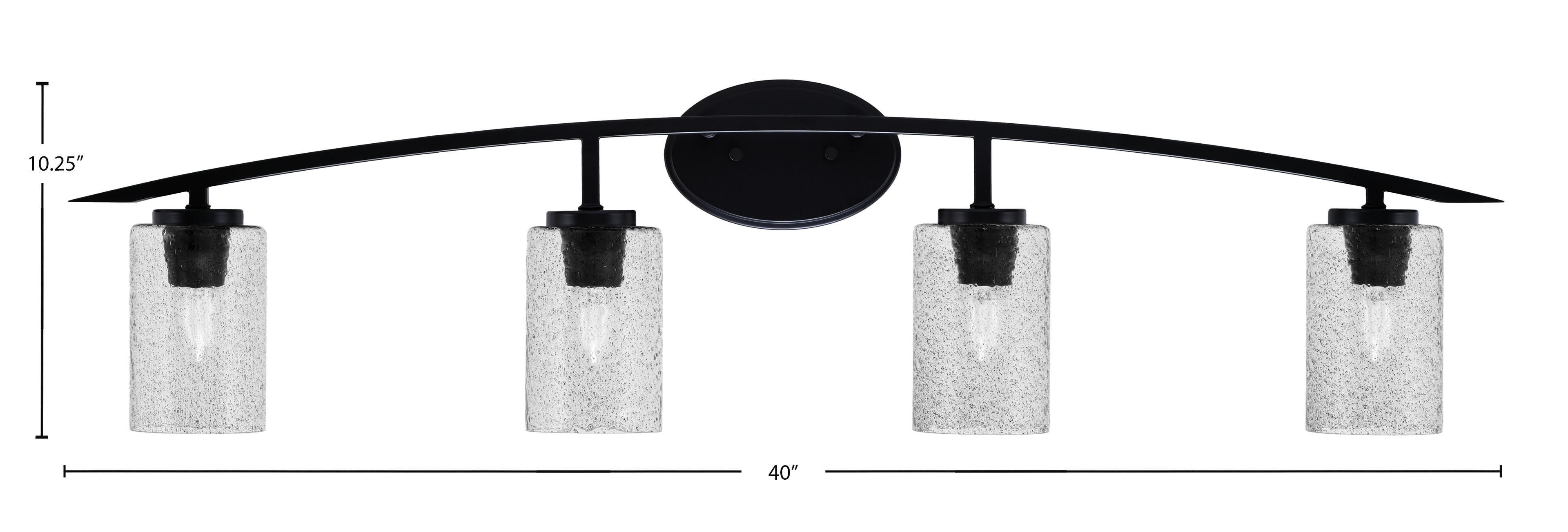 Kurve Four Light Bath Bar in Matte Black with Smoke Bubble Shade