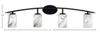 Kurve Four Light Bath Bar in Matte Black with Onyx Swirl Shade