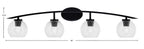 Kurve Four Light Bath Bar in Matte Black with Clear Bubble Shade