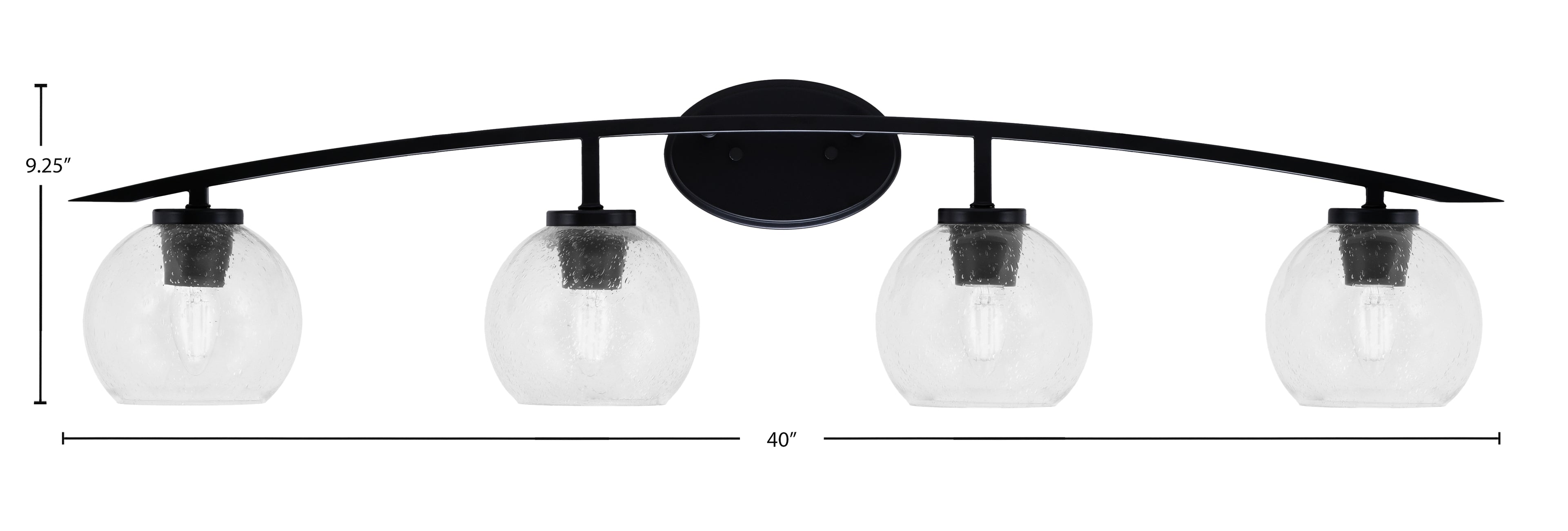 Kurve Four Light Bath Bar in Matte Black with Clear Bubble Shade