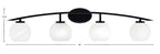 Kurve Four Light Bath Bar in Matte Black with White Marble Shade