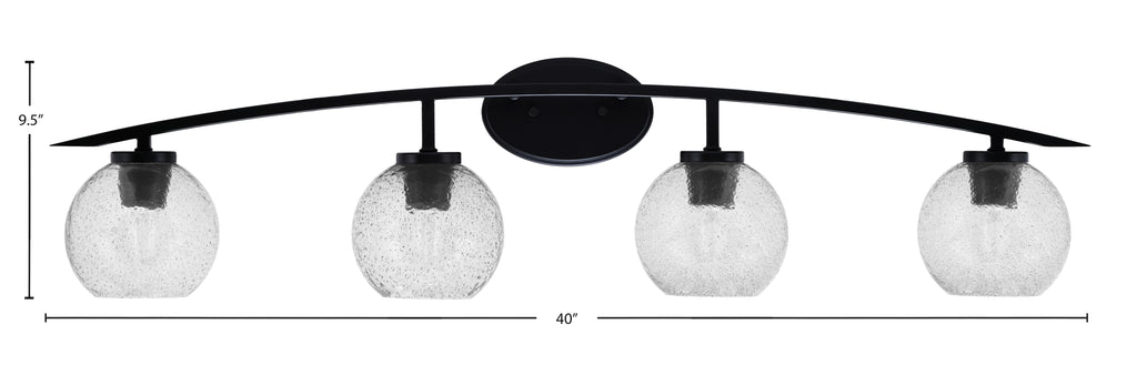 Kurve Four Light Bath Bar in Matte Black with Smoke Bubble Shade