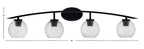 Kurve Four Light Bath Bar in Matte Black with Smoke Bubble Shade