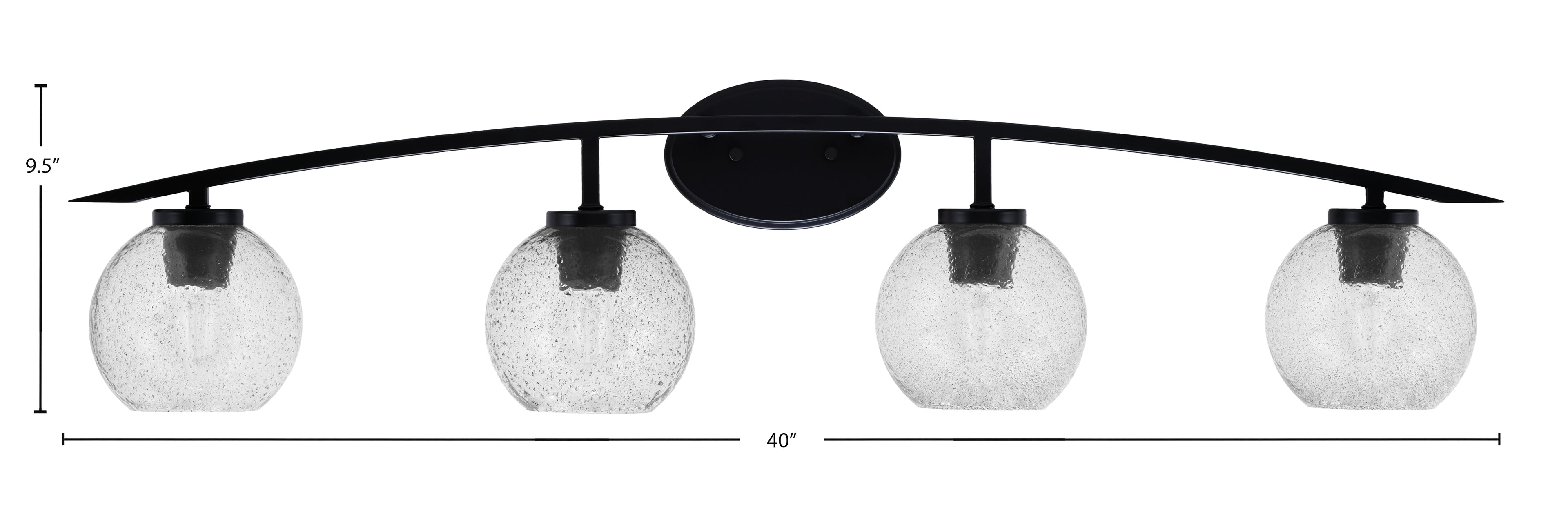 Kurve Four Light Bath Bar in Matte Black with Smoke Bubble Shade