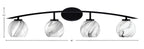 Kurve Four Light Bath Bar in Matte Black with Onyx Swirl Shade