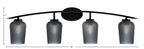 Kurve Four Light Bath Bar in Matte Black with Smoke Textured Shade