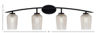 Kurve Four Light Bath Bar in Matte Black with Silver Textured Shade