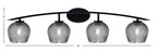 Kurve Four Light Bath Bar in Matte Black with Smoke Textured Shade