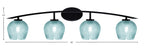 Kurve Four Light Bath Bar in Matte Black with Turquoise Textured Shade