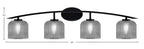 Kurve Four Light Bath Bar in Matte Black with Smoke Textured Shade