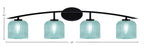 Kurve Four Light Bath Bar in Matte Black with Turquoise Textured Shade